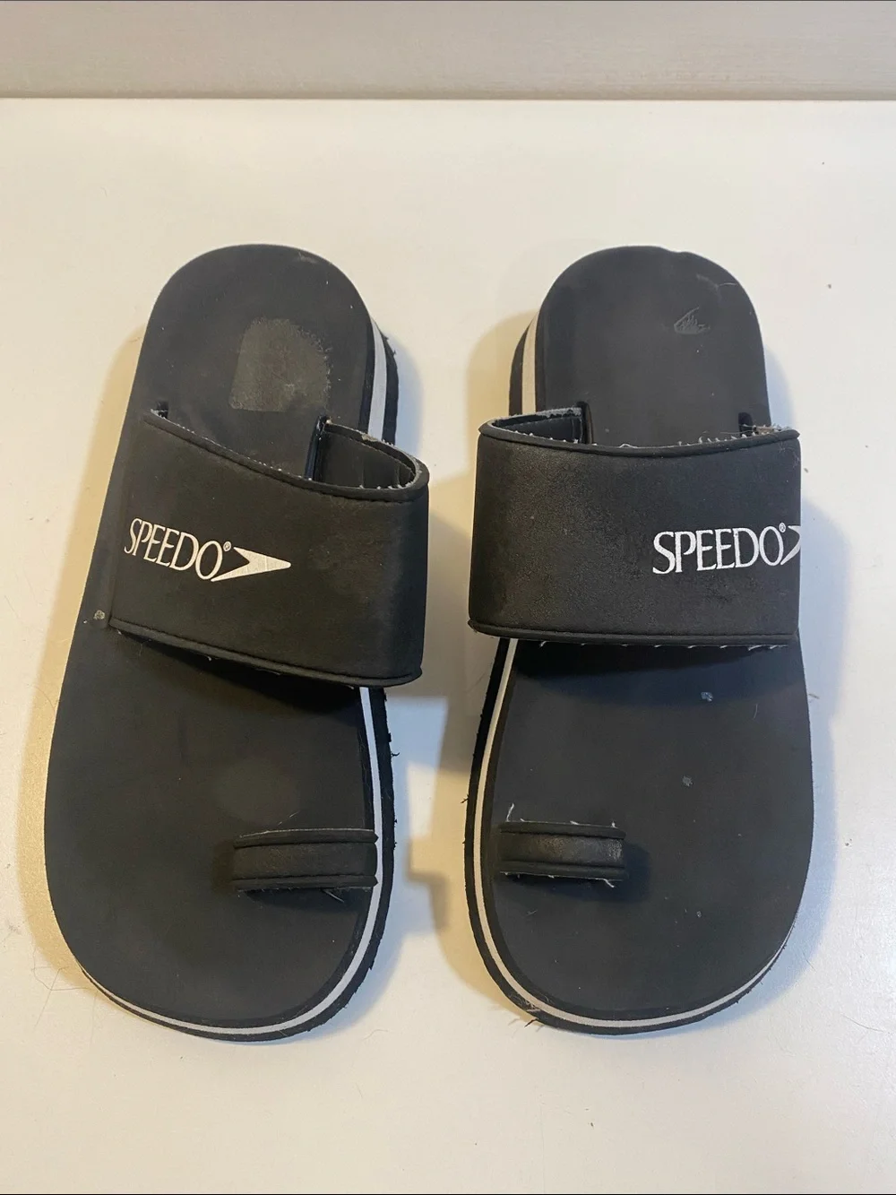 Speedo  Black Slide Sandals with White Trim Fits 8-8.5